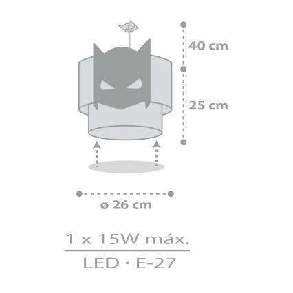Dalber 61802 - Bērnu lustra DARK HERO 1xE27/15W/230V