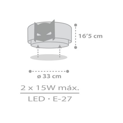 Dalber 61806 - Bērnu griestu lampa DARK HERO 2xE27/15W/230V