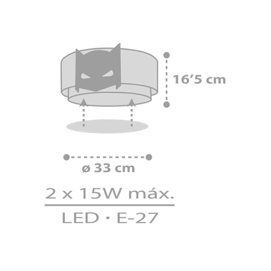 Dalber 61806 - Bērnu griestu lampa DARK HERO 2xE27/15W/230V