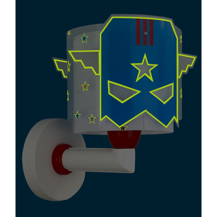 Dalber 61819 - Bērnu sienas gaismeklis BLUE HERO 1xE27/15W/230V