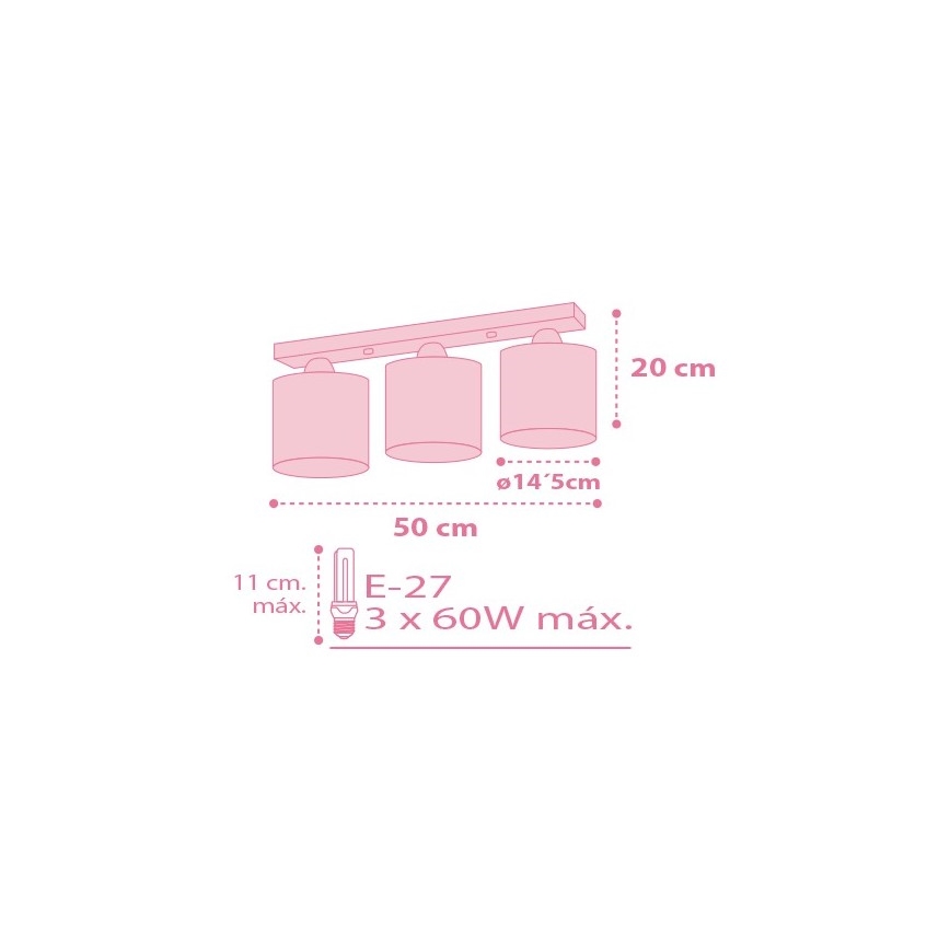 Dalber 62003S - Bērnu griestu gaismeklis COLORS 3xE27/60W/230V