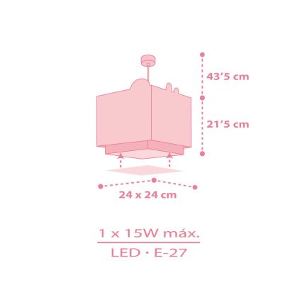 Dalber 63112S - Bērnu lustra JUNGLE 1xE27/15W/230V rozā
