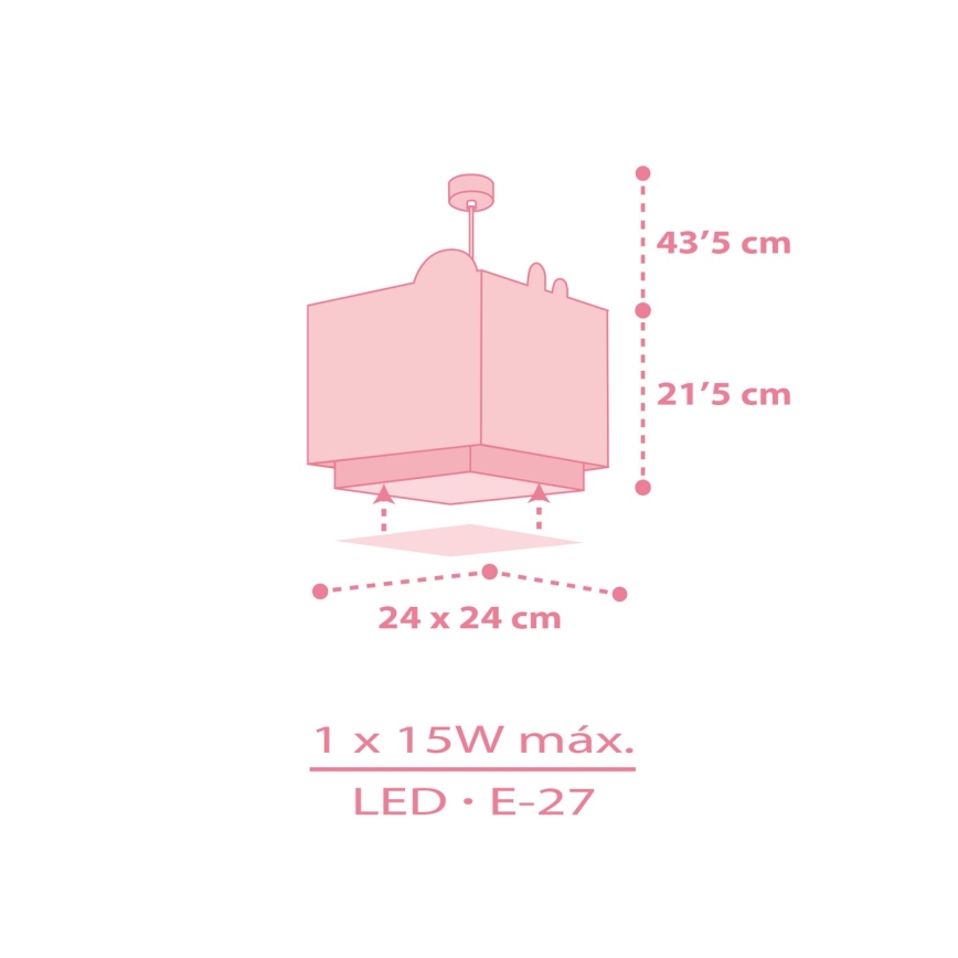 Dalber 63112S - Bērnu lustra JUNGLE 1xE27/15W/230V rozā