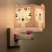 Dalber 63119S - Bērnu sienas gaismeklis JUNGLE 1xE27/60W/230V rozā