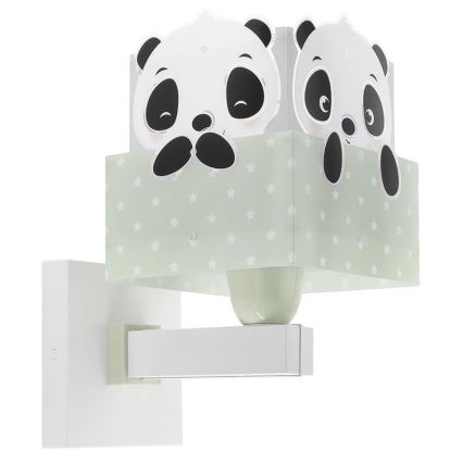 Dalber 63169H - Bērnu sienas lampa PANDA 1xE27/60W/230V zaļa