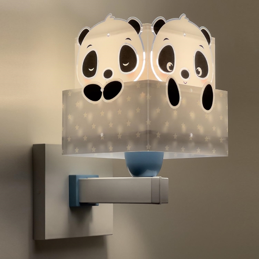 Dalber 63169T - Bērnu sienas gaismeklis PANDA 1xE27/60W/230V zils