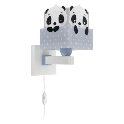 Dalber 63169T - Bērnu sienas gaismeklis PANDA 1xE27/60W/230V zils