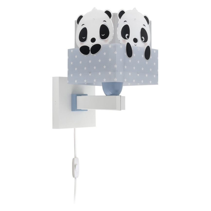 Dalber 63169T - Bērnu sienas gaismeklis PANDA 1xE27/60W/230V zils