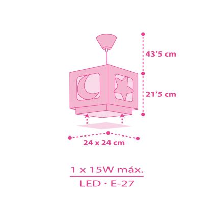 Dalber 63232S - Bērnu lustra uz auklas MOON LIGHT 1xE27/60W/230V