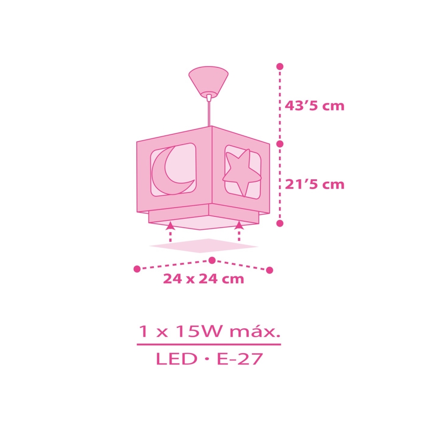 Dalber 63232S - Bērnu lustra uz auklas MOON LIGHT 1xE27/60W/230V