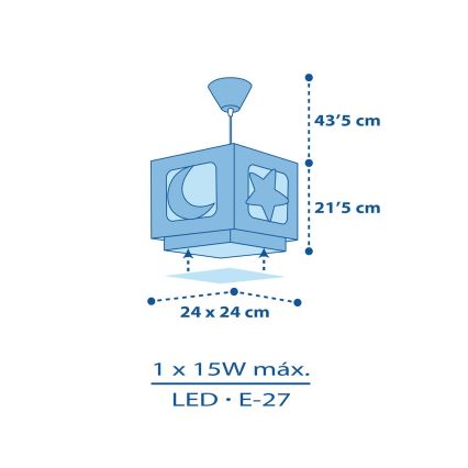 Dalber 63232T - Bērnu lustra MOON LIGHT 1xE27/60W/230V