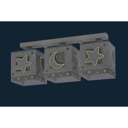 Dalber 63233NE - Bērnu griestu lampa MOONLIGHT 3xE27/60W/230V