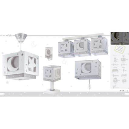 Dalber 63233NE - Bērnu griestu lampa MOONLIGHT 3xE27/60W/230V