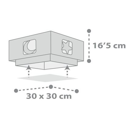 Dalber 63236E - Bērnu griestu lampa MOONLIGHT 2xE27/60W/230V pelēka