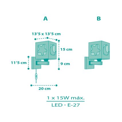 Dalber 63239H - Bērnu sienas lampa MOONLIGHT 1xE27/15W/230V zaļa