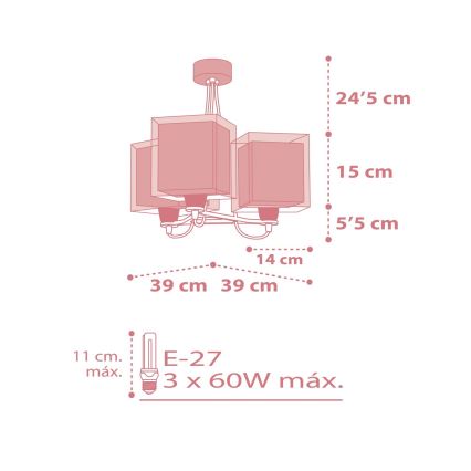 Dalber 63267S - Bērnu lustra KOALA 3xE27/60W/230V