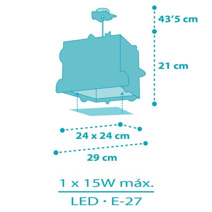 Dalber 63352 - Bērnu lustra ROCKET 1xE27/15W/230V