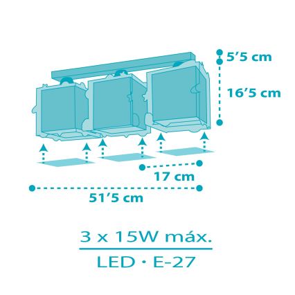 Dalber 63353 - Bērnu griestu lampa ROCKET 3xE27/15W/230V