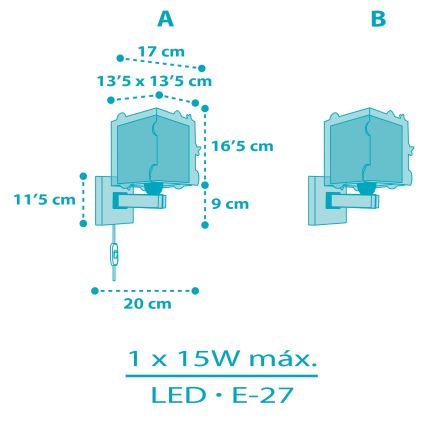 Dalber 63359 - Bērnu sienas lampa ROCKET 1xE27/15W/230V