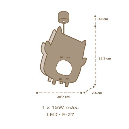 Dalber 63397 - Bērnu lustra OWL 1xE27/15W/230V