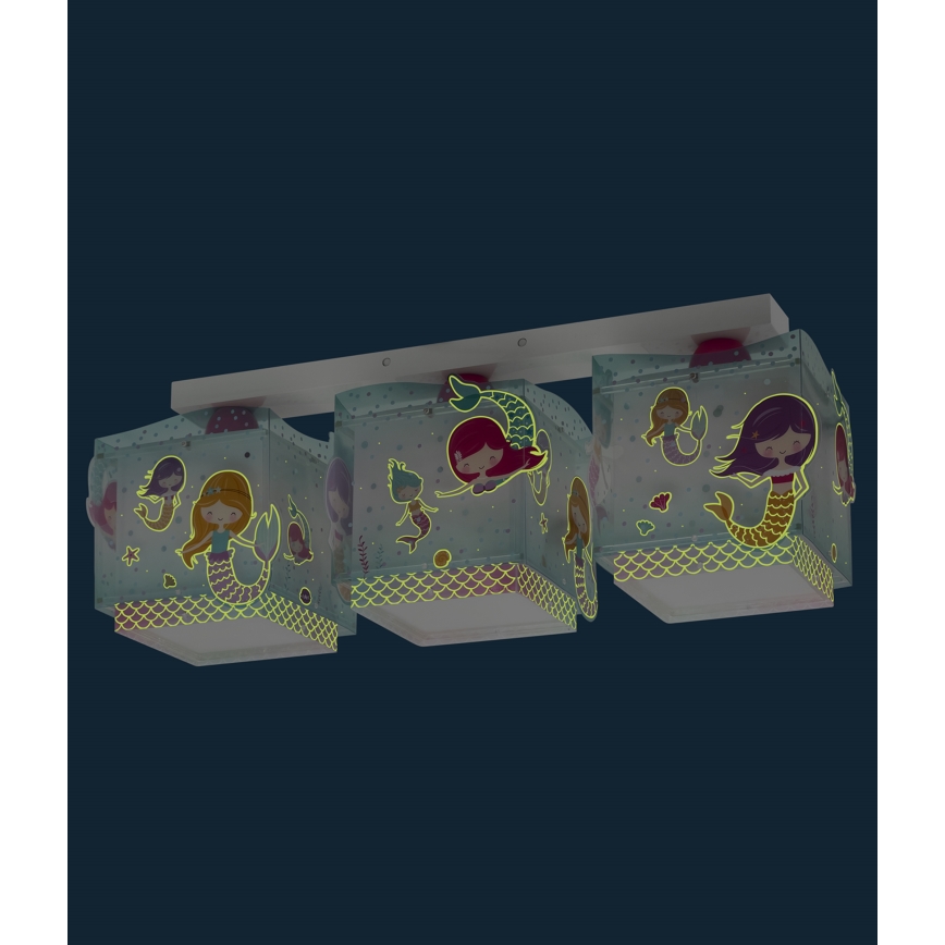 Dalber 63443 - Bērnu griestu lampa MERMAIDS 3xE27/60W/230V
