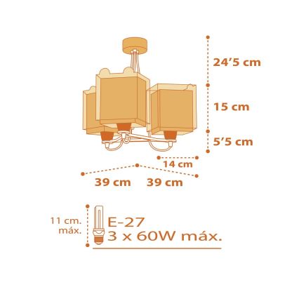 Dalber 64567 - Bērnu lustra LITTLE TIGER 3xE27/60W/230V