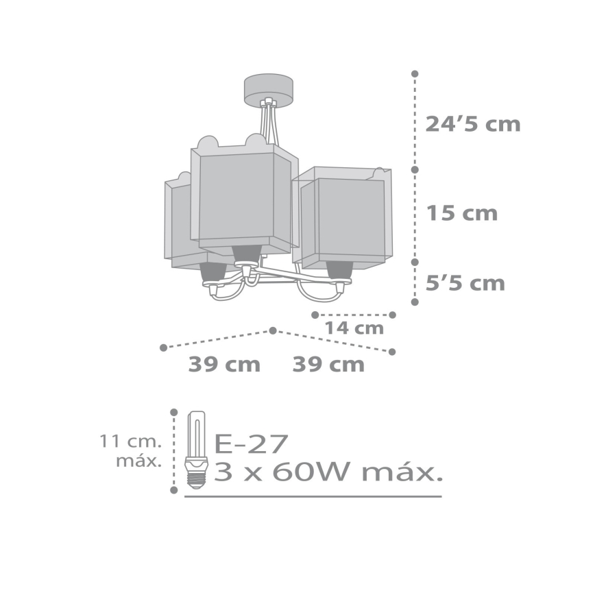 Dalber 64577 - Bērnu lustra LITTLE TEDDY 3xE27/60W/230V