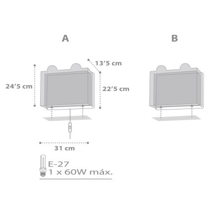 Dalber 64578 - Bērnu sienas gaismeklis LITTLE TEDDY 1xE27/60W/230V