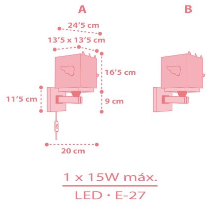 Dalber 64599 - Bērnu sienas lampa LITTLE UNICORN 1xE27/15W/230V