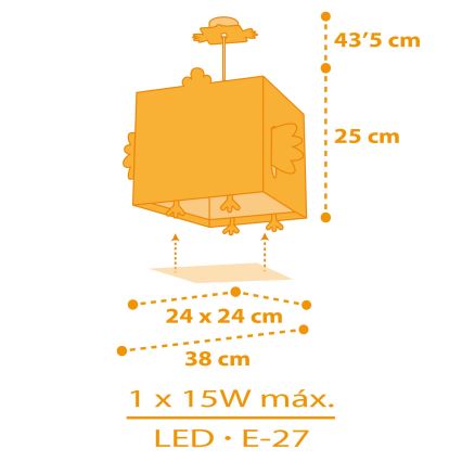 Dalber 64642 - Bērnu lustra LITTLE CHICKEN 1xE27/15W/230V