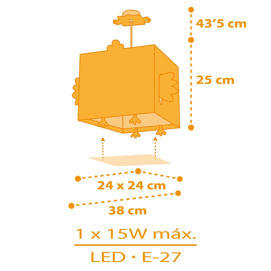Dalber 64642 - Bērnu lustra LITTLE CHICKEN 1xE27/15W/230V
