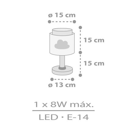 Dalber 76011E - Bērnu lampiņa BABY DREAMS 1xE14/8W/230V pelēka