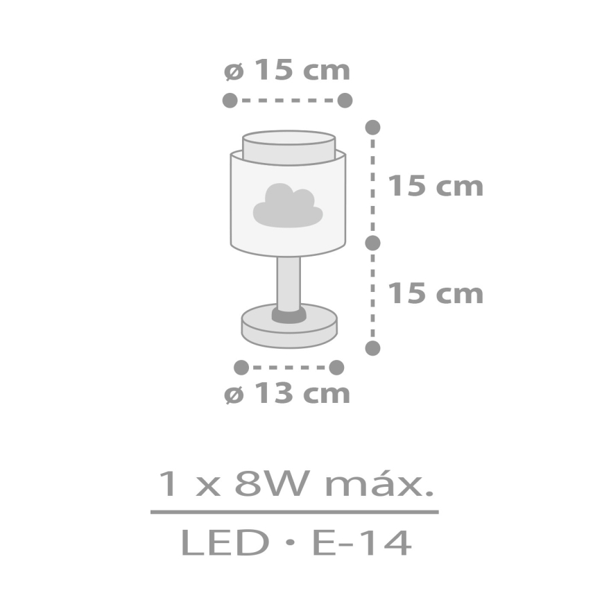 Dalber 76011E - Bērnu lampiņa BABY DREAMS 1xE14/8W/230V pelēka