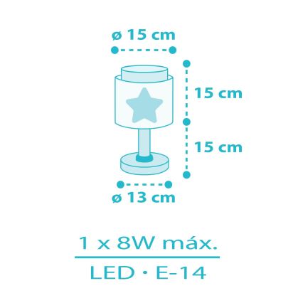 Dalber 76011T - Bērnu lampiņa BABY DREAMS 1xE14/8W/230V zila