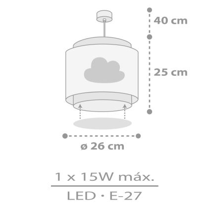 Dalber 76012E - Bērnu lustra BABY DREAMS 1xE27/15W/230V pelēka