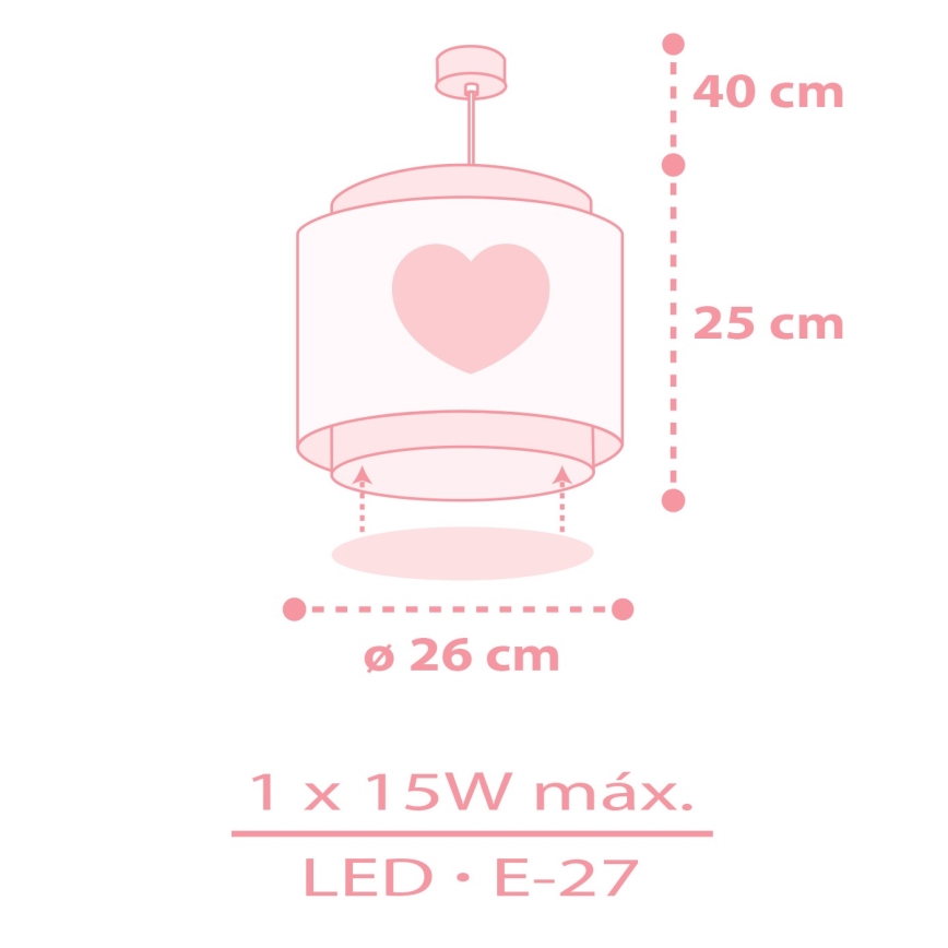 Dalber 76012S - Bērnu lustra BABY DREAMS 1xE27/15W/230V rozā