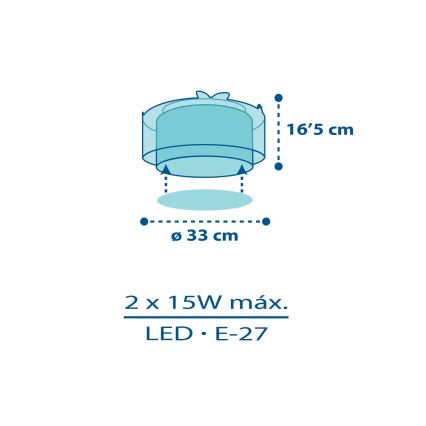 Dalber 76116 - Bērnu griestu lampa JUNGLE 2xE27/15W/230V