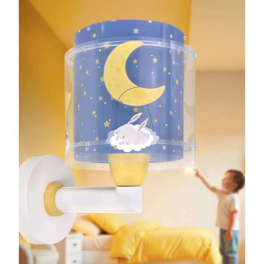 Dalber 76639 - Bērnu sienas lampa MOON DREAMS 1xE27/15W/230V zila