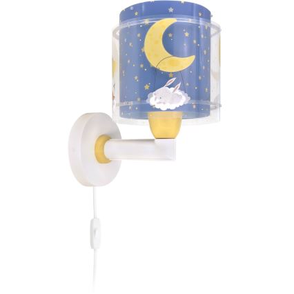 Dalber 76639 - Bērnu sienas lampa MOON DREAMS 1xE27/15W/230V zila