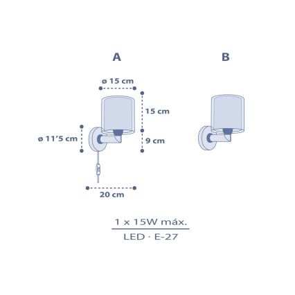 Dalber 76639 - Bērnu sienas lampa MOON DREAMS 1xE27/15W/230V zila