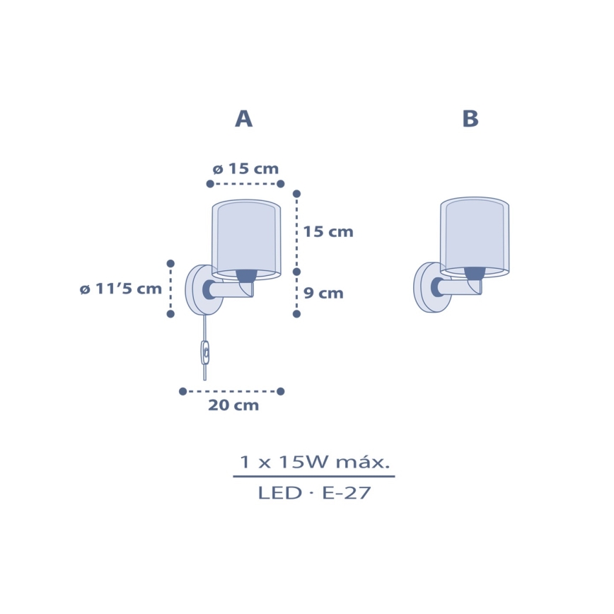 Dalber 76639 - Bērnu sienas lampa MOON DREAMS 1xE27/15W/230V zila
