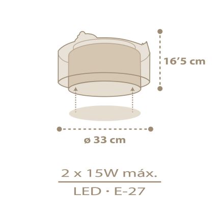 Dalber 76876 - Bērnu griestu lampa BABY CHICK 2xE27/15W/230V