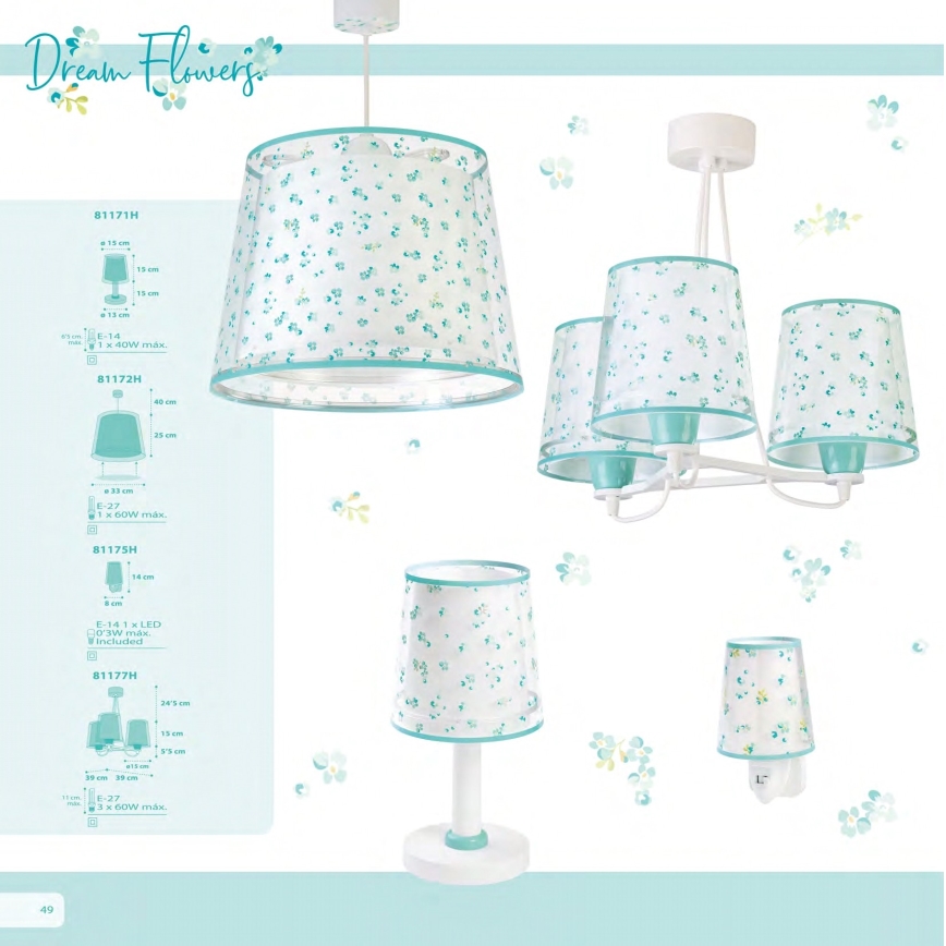 Dalber 81171H - Bērnu lampa DREAM FLOWERS 1xE14/40W/230V