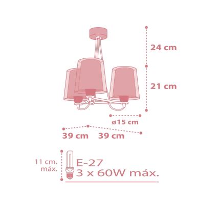 Dalber 81197S - Bērnu lustra LIGHT FEELING 3xE27/60W/230V