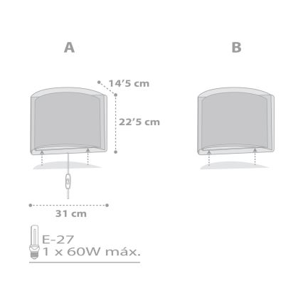 Dalber 81198E - Bērnu sienas gaismeklis LIGHT FEELING 1xE27/60W/230V