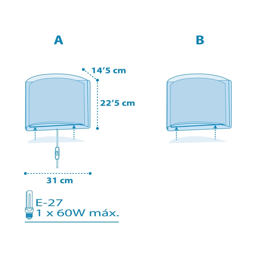 Dalber 81198T - Bērnu sienas gaismeklis LIGHT FEELING 1xE27/60W/230V