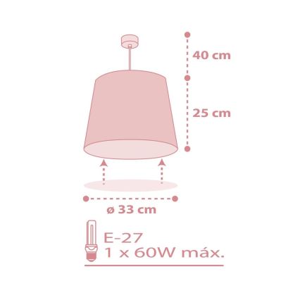 Dalber 82212S - Bērnu lustra STAR LIGHT 1xE27/60W/230V rozā