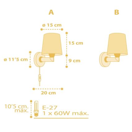 Dalber 82219A - Bērnu sienas gaismeklis STAR LIGHT 1xE27/60W/230V dzeltens