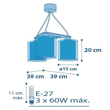 Dalber D-41344 - Bērnu lustra PLANETS 3xE27/60W/230V