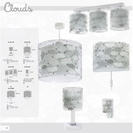 Dalber D-41412E - Bērnu lustra CLOUDS 1xE27/60W/230V